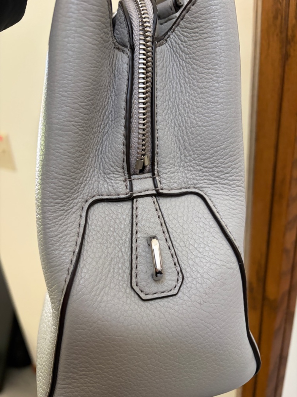 Michael Kors Gray Pebbled Leather Satchel - Picture 10 of 13